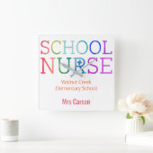 Gepersonaliseerde school voor verpleegkundigen vierkante klok (Huis)