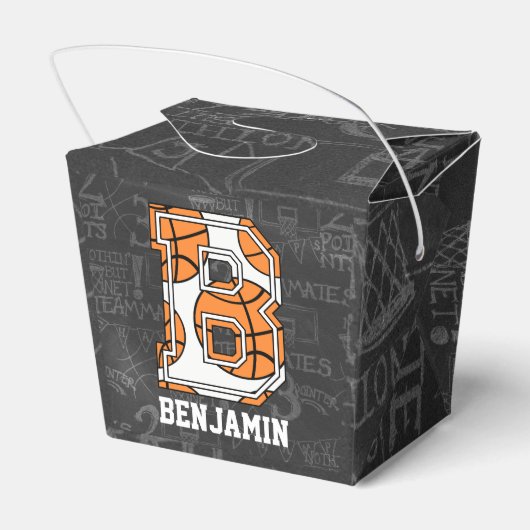 Gepersonaliseerde schoolbord basketbal letter B Bedankdoosjes (Achterkant)