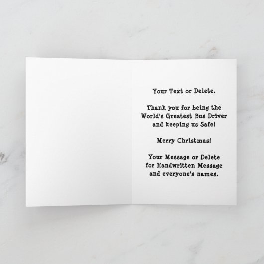 Gepersonaliseerde schoolbus chauffeur kerst Kaarte Kaart (Binnen)