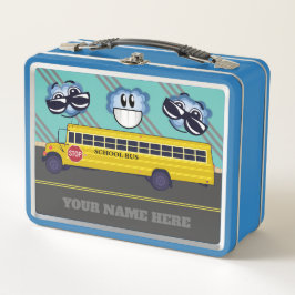 Gepersonaliseerde schoolbus Happy Face Metal Lunch