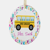 Gepersonaliseerde schoolbus van de derde graad keramisch ornament (Rechts)