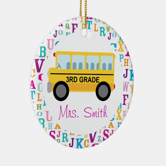 Gepersonaliseerde schoolbus van de derde graad keramisch ornament (Rechts)