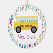 Gepersonaliseerde schoolbus van de derde graad keramisch ornament (Links)