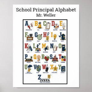 Gepersonaliseerde schooldirecteur ABC's alfabet Poster