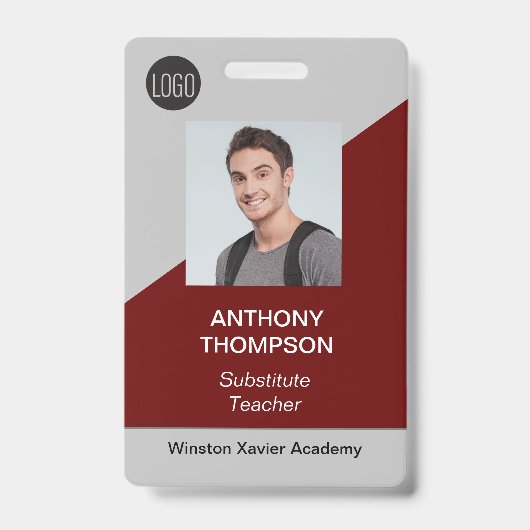 Gepersonaliseerde schoolpersoneel naam foto titel badge (Voorzijde)
