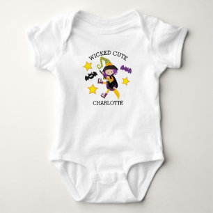 Gepersonaliseerde schopende schotel-halloween-heks romper