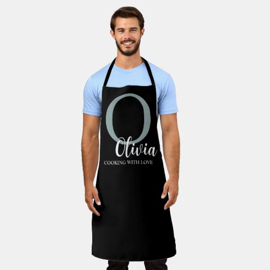 Gepersonaliseerde Schort Custom Chef Denim Schort  (Gedragen)