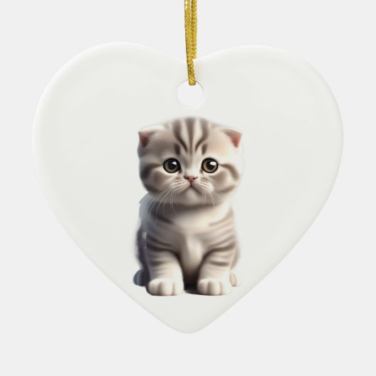 Gepersonaliseerde Schotse Fold Kitten Keramisch Ornament (Voorkant)