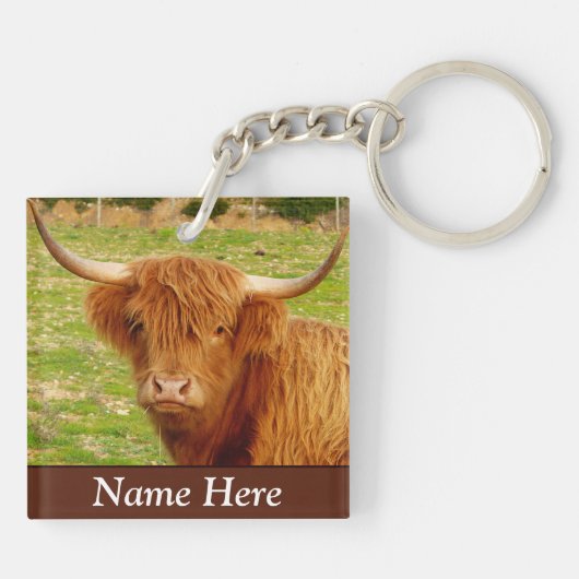 Gepersonaliseerde Schotse hooglandkabel Sleutelhanger (Achterkant)