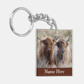 Gepersonaliseerde Schotse hooglandkoeien Sleutelhanger (Voorkant Links)