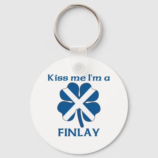 Gepersonaliseerde Schotse kus Ik ben Finlay Sleutelhanger (Voorkant)
