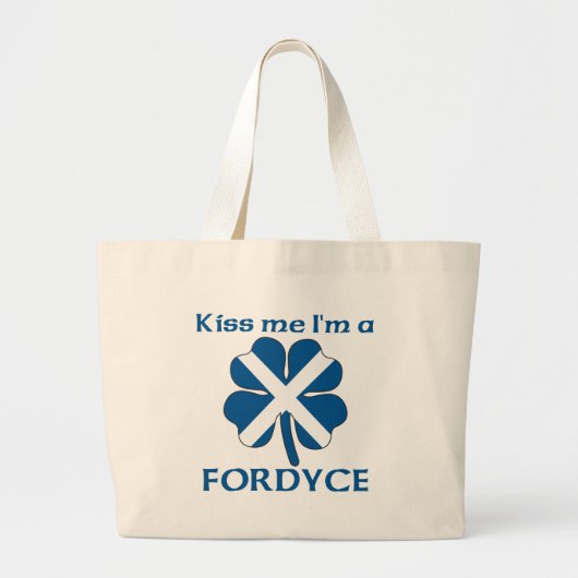 Gepersonaliseerde Schotse kus Ik ben Fordyce Grote Tote Bag (Voorkant)