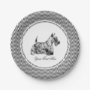 Gepersonaliseerde Schotse Terrier en Chevron Papieren Bordje
