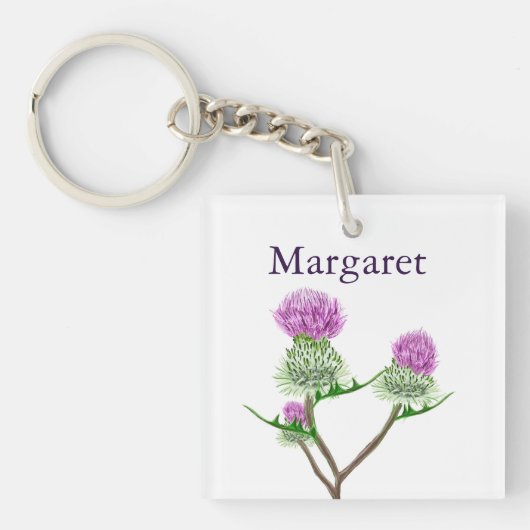 Gepersonaliseerde Schotse Thistle Sleutelhanger (voorkant)