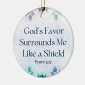 Gepersonaliseerde Schrift Psalm 5:12 Gods gunst Keramisch Ornament (Links)