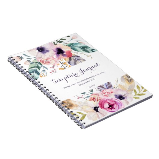 Gepersonaliseerde Schriftdagboek Waterverf Flowers Notitieboek (Rechterzijde)