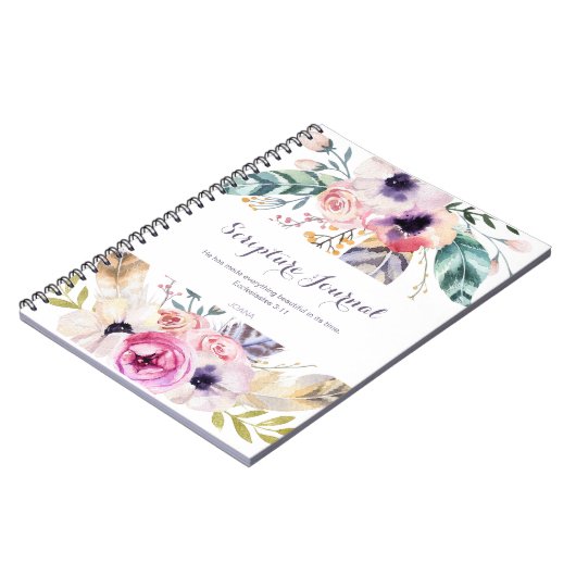 Gepersonaliseerde Schriftdagboek Waterverf Flowers Notitieboek (Linkerzijde)