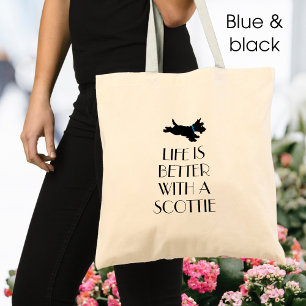 Gepersonaliseerde Scottie Dog Blue Collar Tote Bag