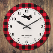 Gepersonaliseerde Scottie Dog Buffalo Check Rood Grote Klok