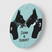 Gepersonaliseerde Scottie Dog Couple Grote Klok (Hoek)