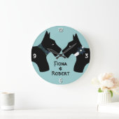 Gepersonaliseerde Scottie Dog Couple Grote Klok (Huis)