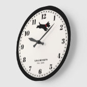 Gepersonaliseerde Scottie Dog Custom Naam Zwart Grote Klok (Hoek)