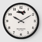 Gepersonaliseerde Scottie Dog Custom Naam Zwart Grote Klok (Voorkant)