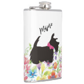 Gepersonaliseerde Scottie dog Flask, roze scottie  Heupfles (Rechts)