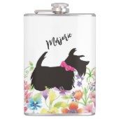Gepersonaliseerde Scottie dog Flask, roze scottie  Heupfles (Voorkant)
