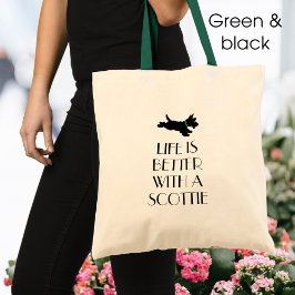Gepersonaliseerde Scottie Dog Green Collar Tote Bag