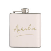 Gepersonaliseerde Script Blush Pink Gold Bachelore Heupfles (Voorkant)