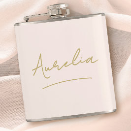 Gepersonaliseerde Script Blush Pink Gold Bachelore Heupfles