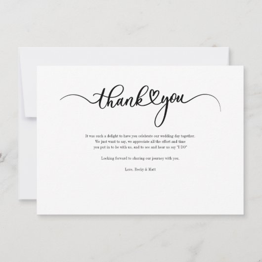 Gepersonaliseerde script bruiloft foto Dank u Notitiekaartje (Achterkant)
