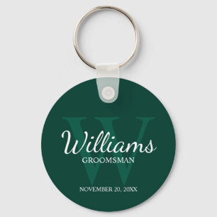 Gepersonaliseerde Script Groomsmen name&Monogram Sleutelhanger