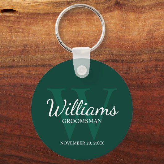 Gepersonaliseerde Script Groomsmen name&Monogram Sleutelhanger (Voorkant)