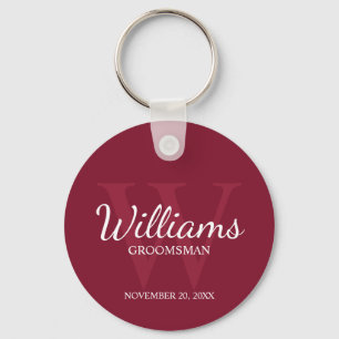 Gepersonaliseerde Script Groomsmen name&Monogram Sleutelhanger