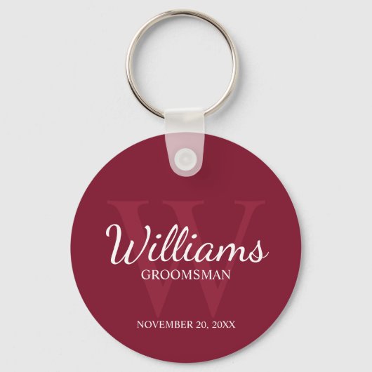 Gepersonaliseerde Script Groomsmen name&Monogram Sleutelhanger (Voorkant)