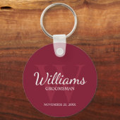 Gepersonaliseerde Script Groomsmen name&Monogram Sleutelhanger (Voorkant)