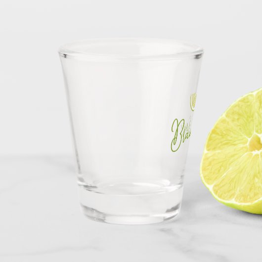Gepersonaliseerde Script Naam Tequila Lime Shot Glas (Links)