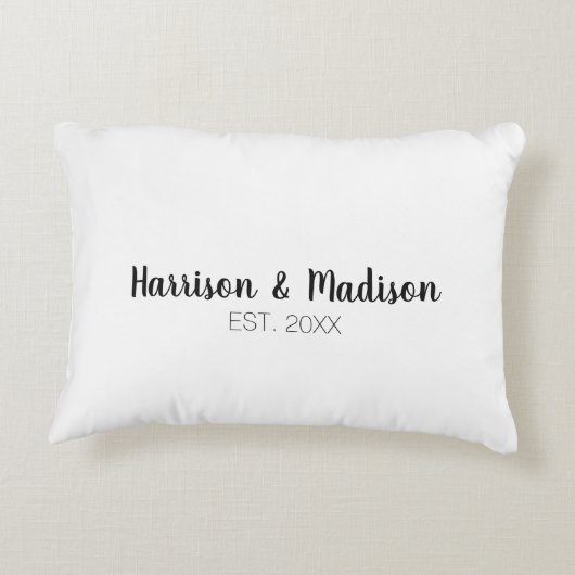 Gepersonaliseerde script paar namen datum Bruiloft Accent Kussen (Achterkant)