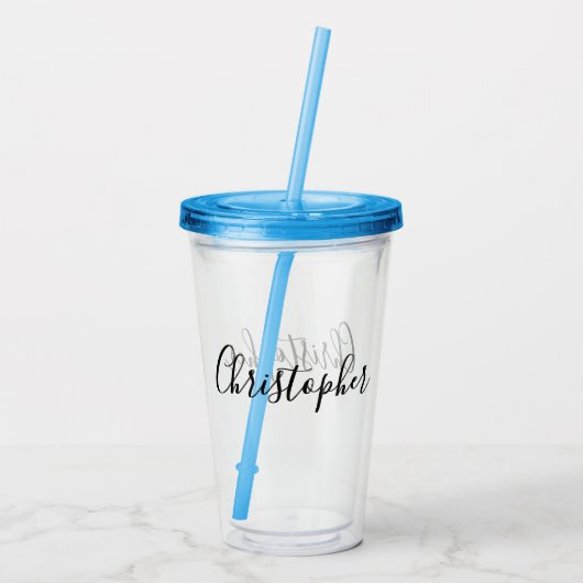Gepersonaliseerde scriptnaam acryl drinkbeker (Achterkant)