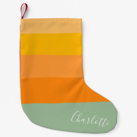 Gepersonaliseerde scriptnaam Geel Sinaasappel Gest Kleine Kerstsok (Voorkant)