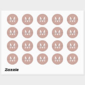 Gepersonaliseerde scriptnaam Monogram Dusty Roos Ronde Sticker (Vel)
