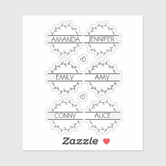 Gepersonaliseerde scriptnaam wissen sticker (Vel)