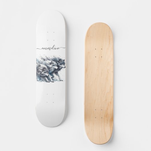 Gepersonaliseerde scriptnaam Wolf Pack Skateboard (Voorkant)