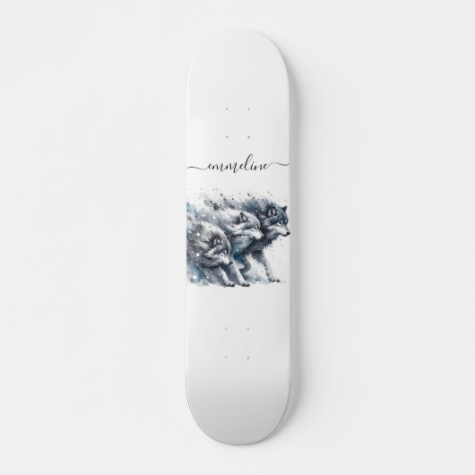 Gepersonaliseerde scriptnaam Wolf Pack Skateboard (Voorkant)