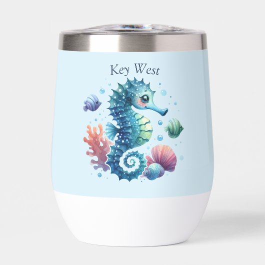 Gepersonaliseerde Seahorse Summer Wine Tumbler (Voorkant)