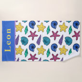 Gepersonaliseerde Seashell Beach Handdoek (Voorkant)