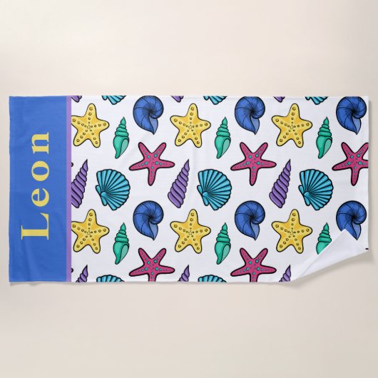 Gepersonaliseerde Seashell Beach Handdoek (Voorkant)