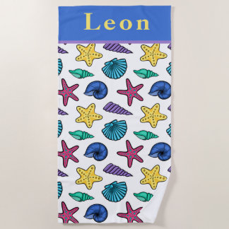 Gepersonaliseerde Seashell Beach Handdoek